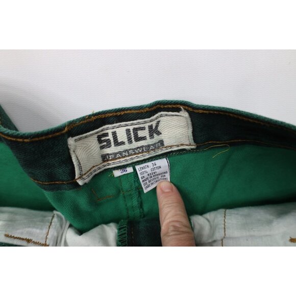 Deadstock Vtg 90s Streetwear Mens 36x34 Baggy Acid Wash Skateboard Jeans Green - Picture 7 of 13